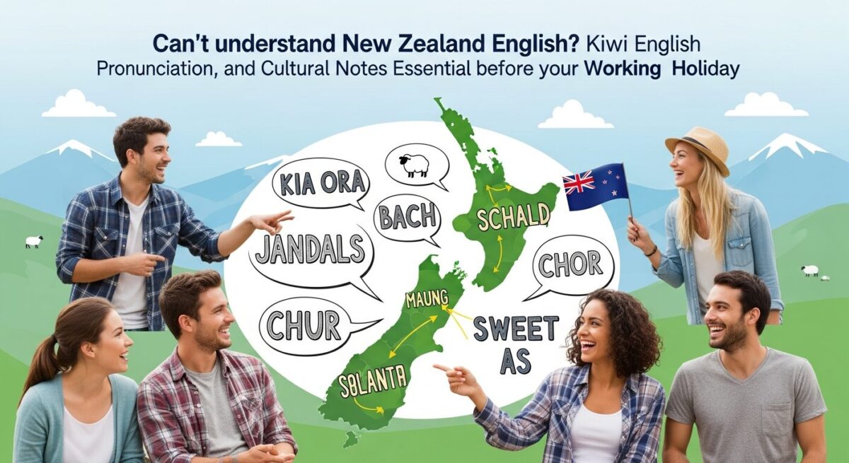 ニュージーランド英語が聞き取れない?ワーホリ前に必須のキウイ英語 発音・スラング・文化的注意点のアイキャッチ画像
