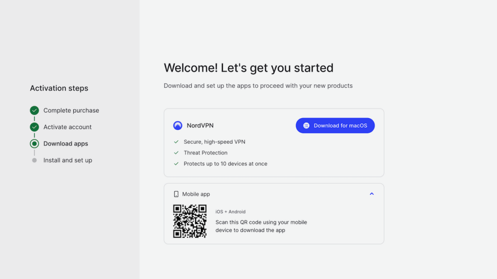 NordVPNのDownloadApps画面