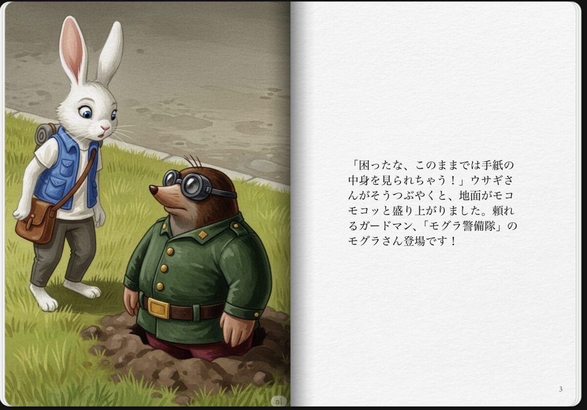 絵本でわかるVPN【うさぎさんの旅と、頼れるガードマン「モグラさん」】ページ3