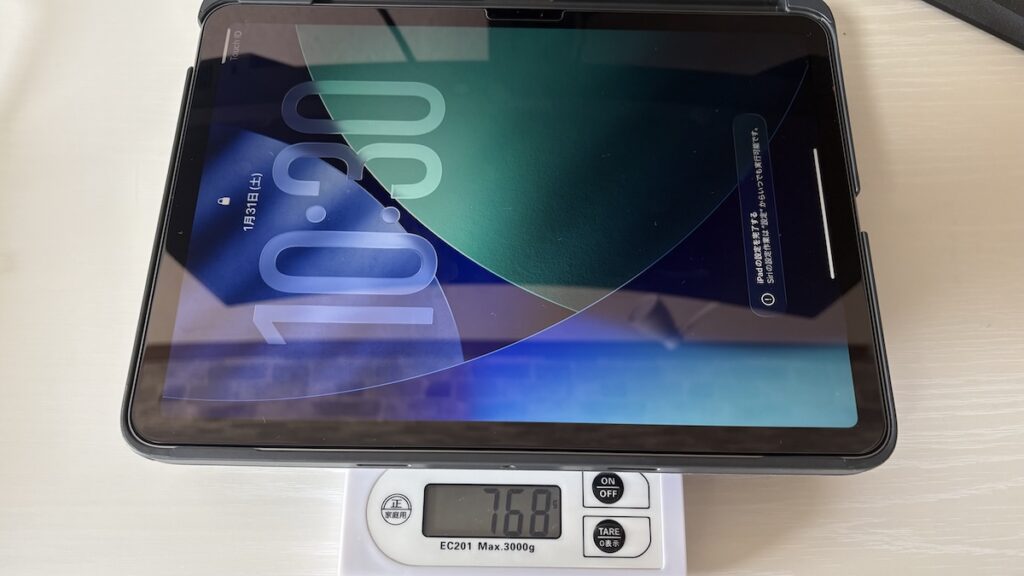 ESE Flex iPad Air11インチキーボードケースとiPad Air11インチの合計重量
