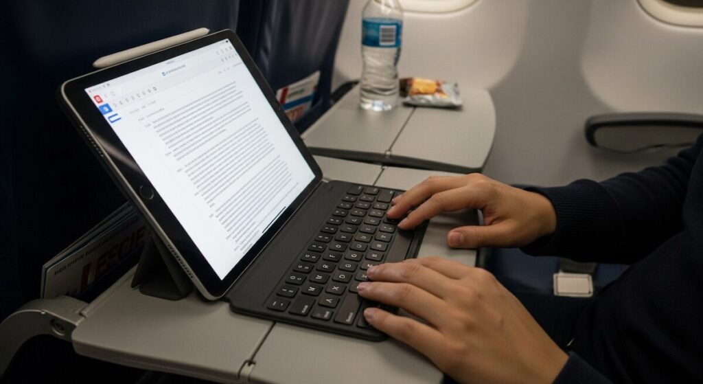 LCCテーブルでのiPad Air作業風景のイメージ画像